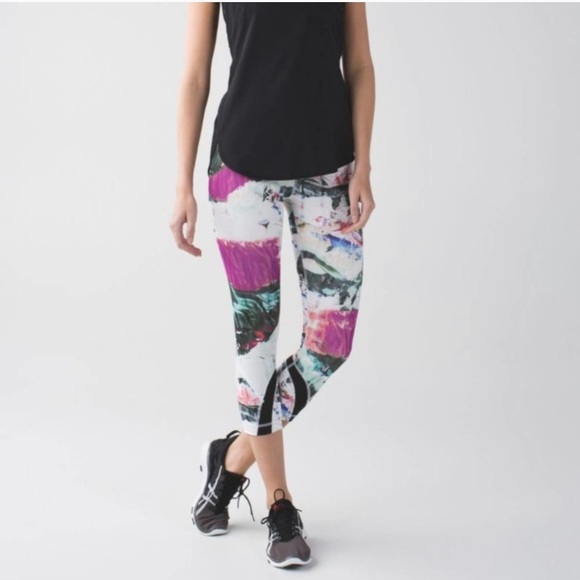 lululemon athletica Pants - LULULEMON Run Inspire Crop Leggings pigment wave 4 printed yoga